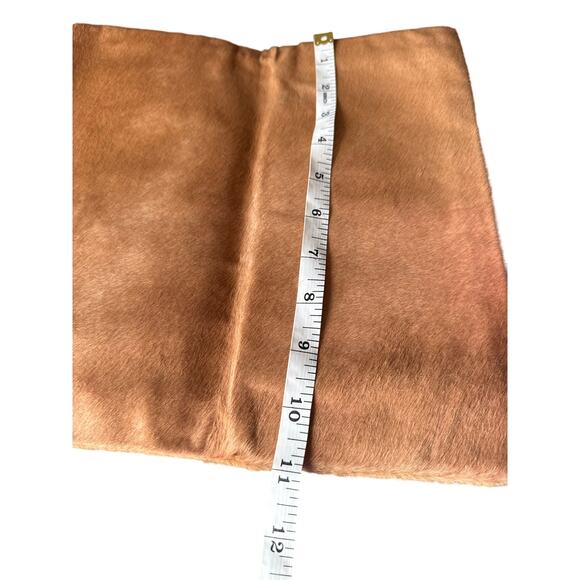 CLARE V. CLARE VIVIER CALF HAIR FLAT FOLD OVER CLUTCH CAMEL - Picture 10 of 10